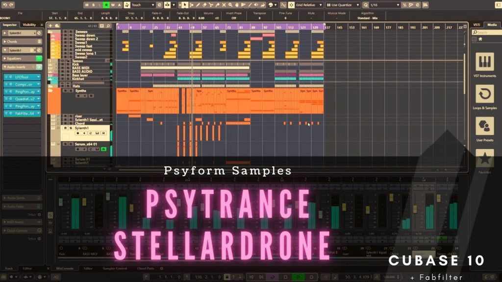【Cubase 电音编曲工程模板】Psyform Samples Psytrance Cubase Template Stellardrone Project 含血清等合成器预置